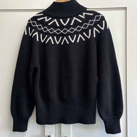 Varley Marcie Fair Isle Yoke Knit Alpine Sweater Women’s Small Black White - Picture 4 of 8